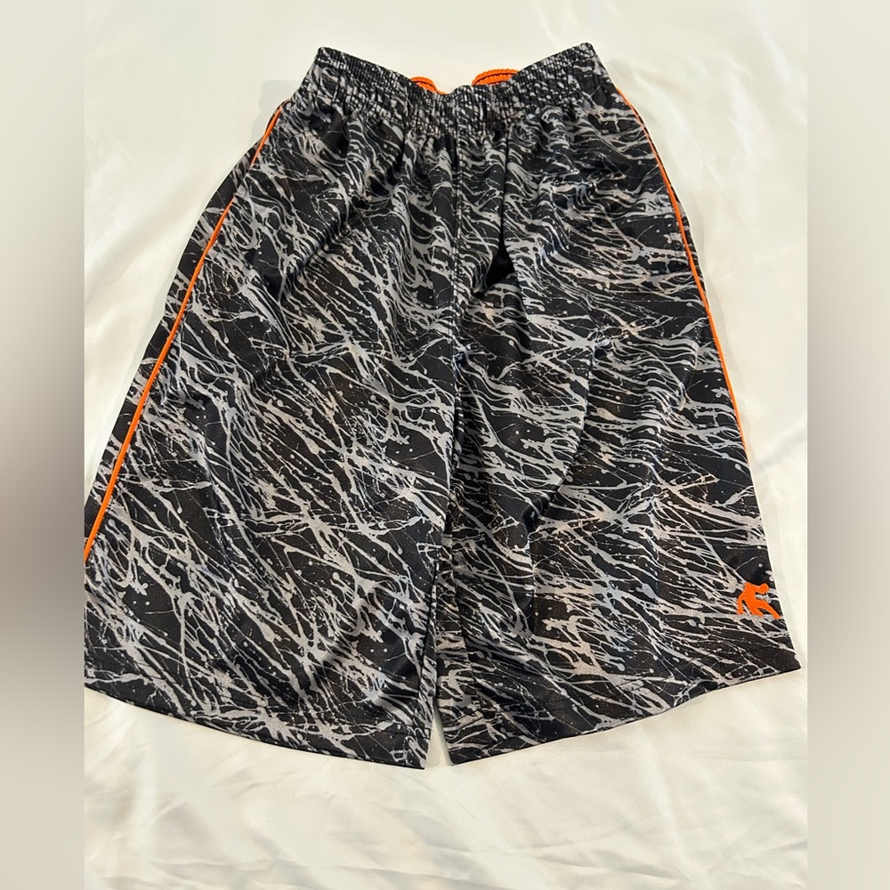 AND1 Boys Basketball Shorts XL 14/16 Black Gray Orange Athletic Shorts